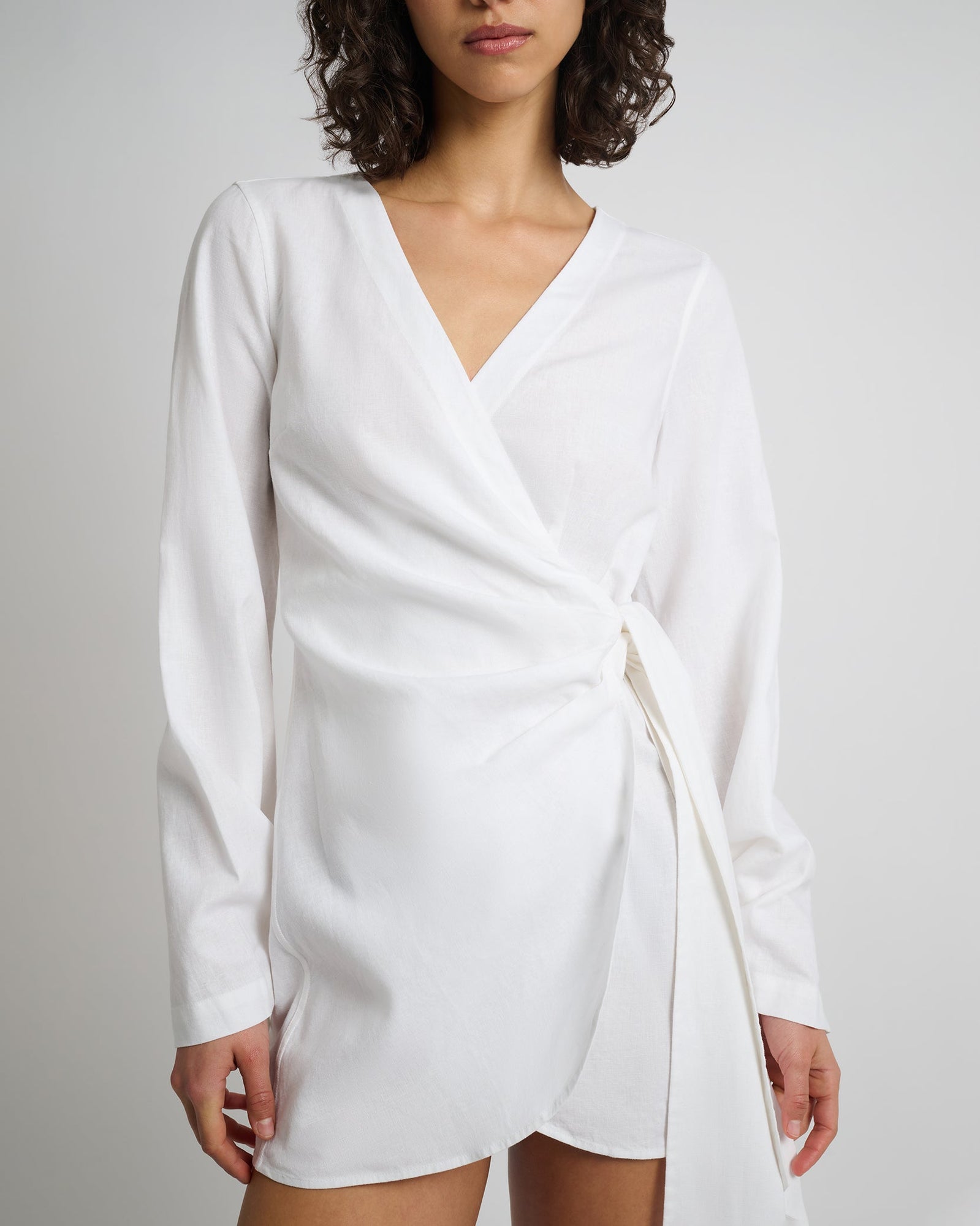 Womens | Air Linen Wrap Dress | White