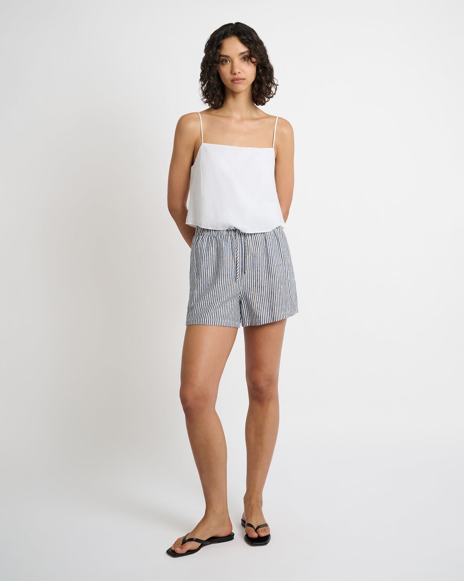 Womens | Air Linen Square Neck Tank Top | White
