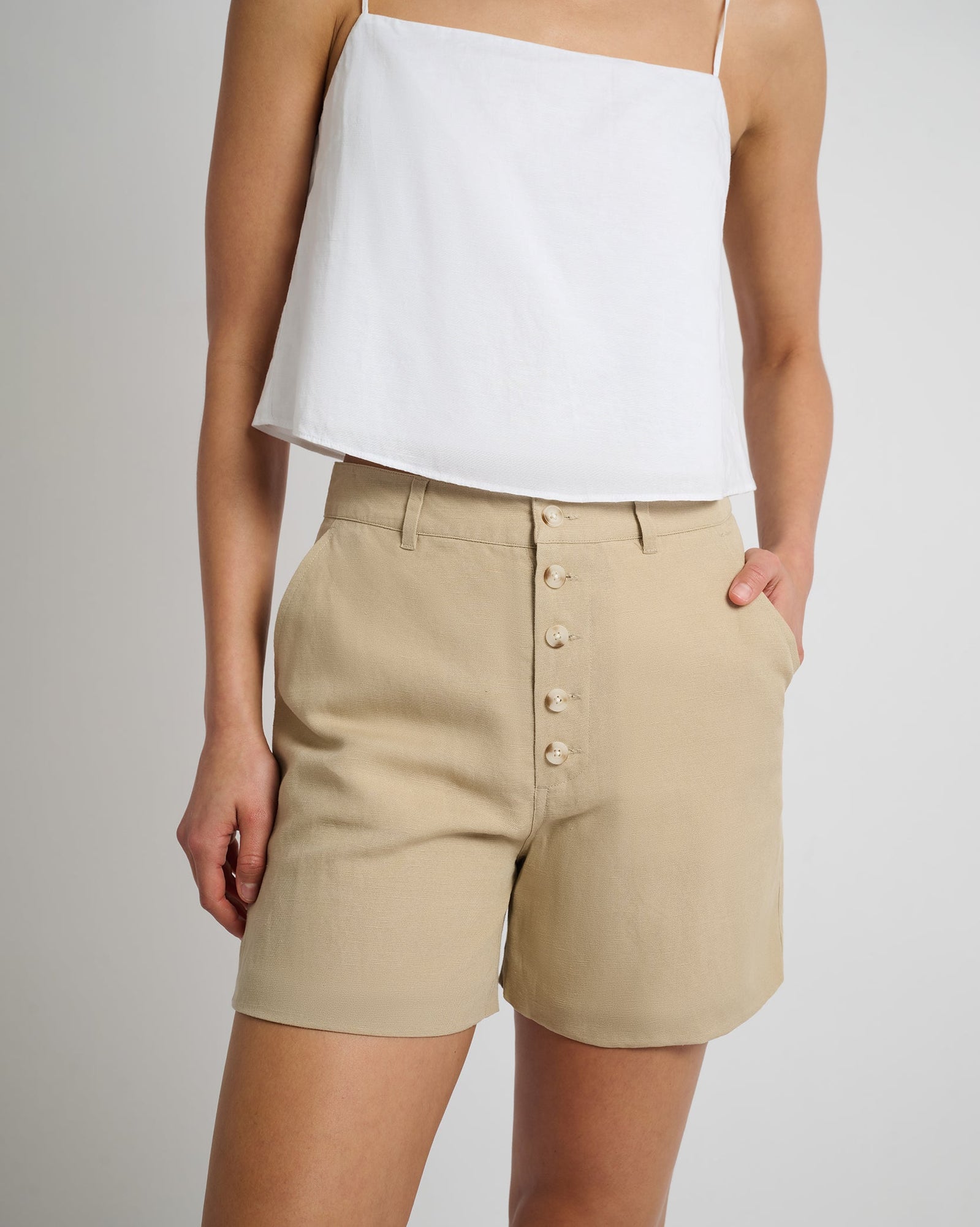 Womens | Air Linen Boyfriend Swim Trunk | Jute