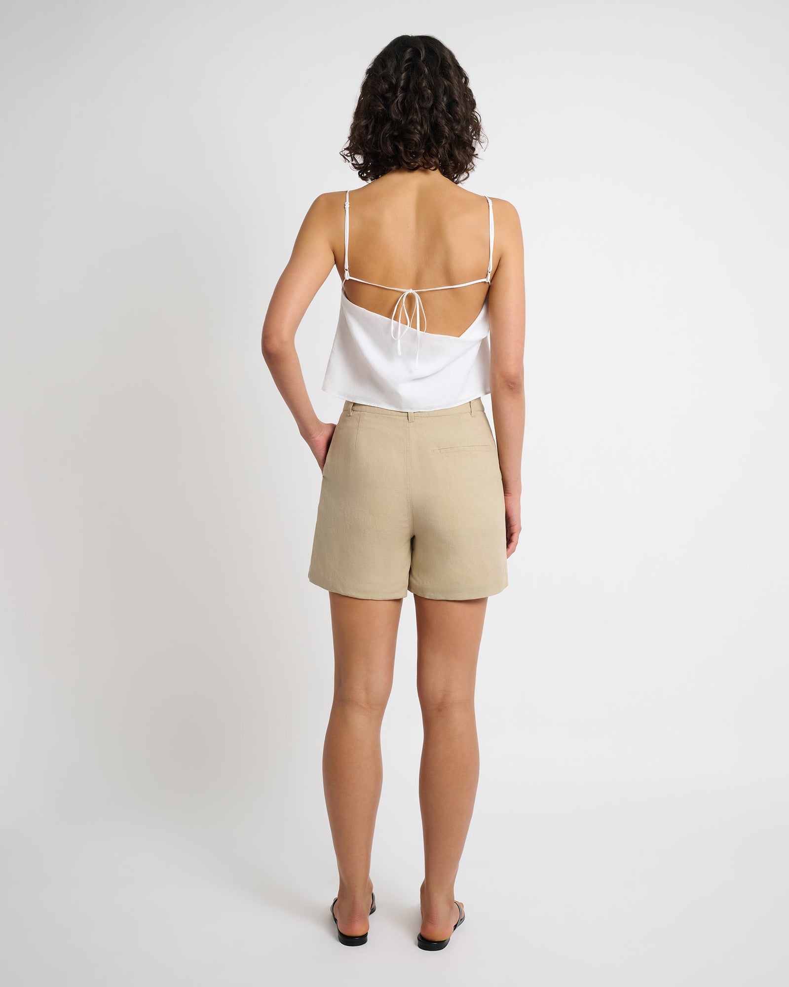 Womens | Air Linen Boyfriend Swim Trunk | Jute