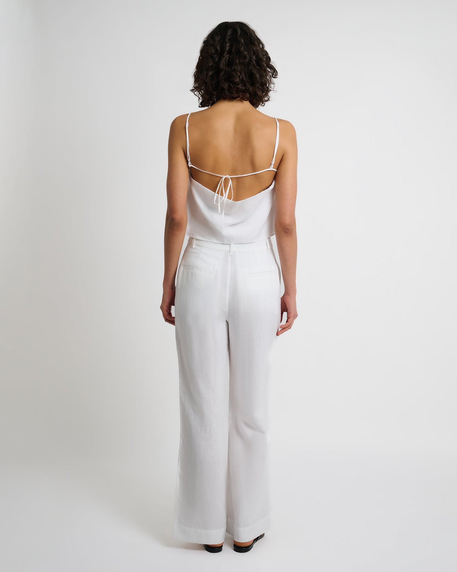 Womens | Air Linen Pleated Trouser | White