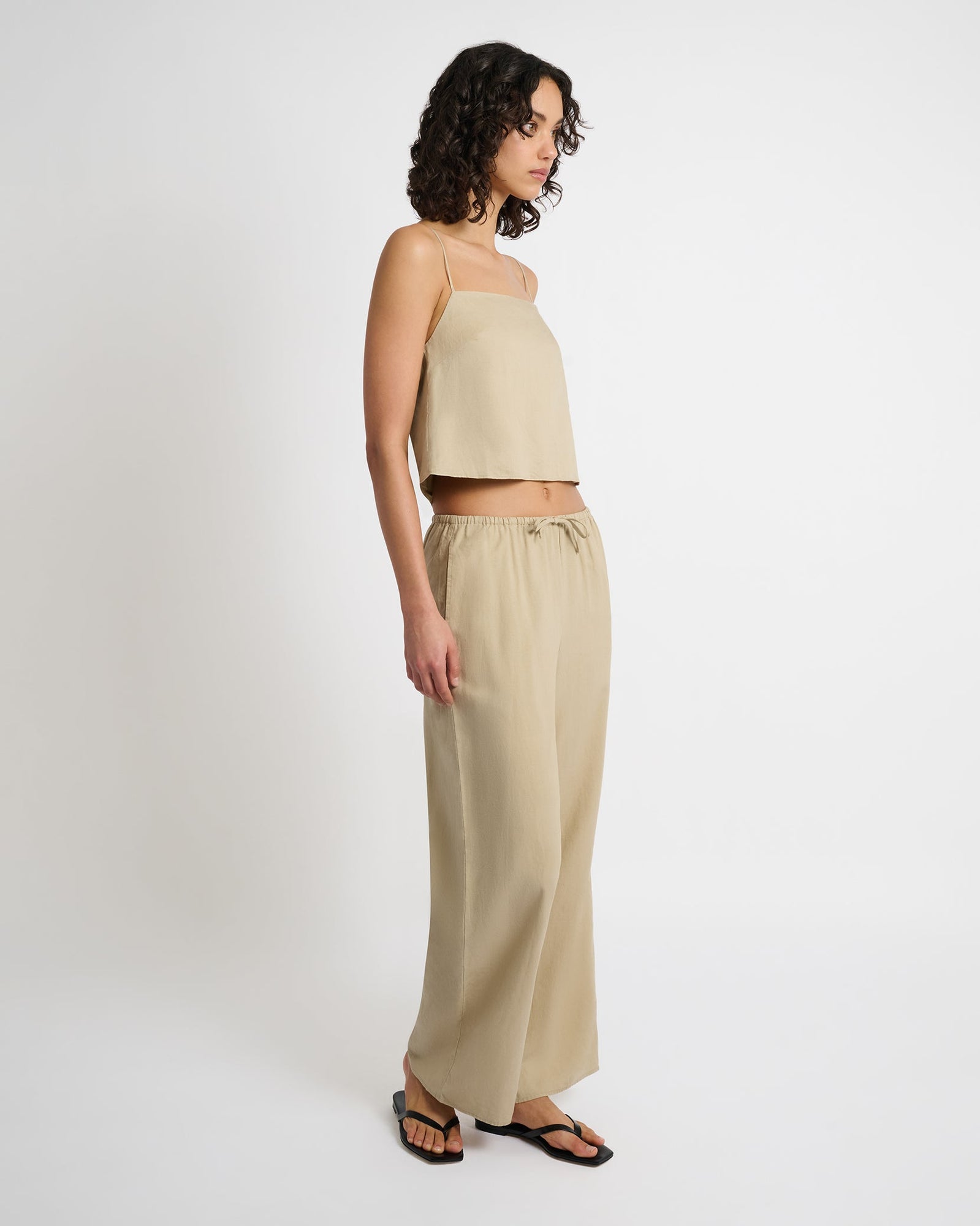 Womens | Air Linen Drawstring Pant | Jute