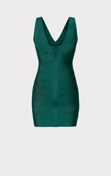 V Neck Mini Bandage Dress | Alpine Green