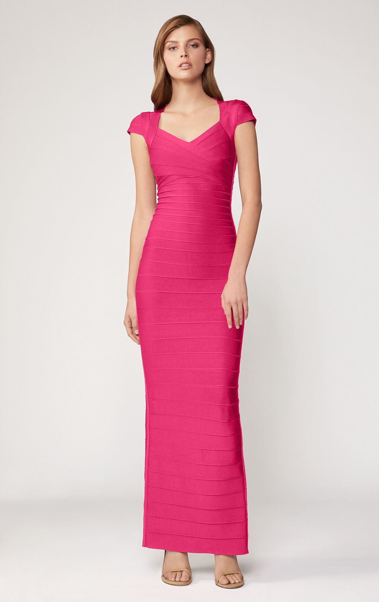 Cap Sleeve Sweetheart Gown | Hot Pink