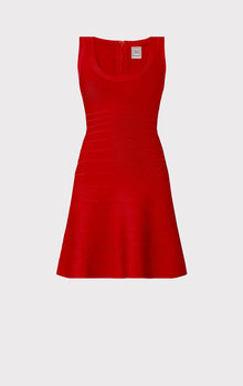 Scooped Sleeveless A-Line Bandage Dress | Lipstick Red