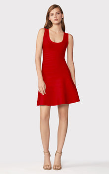 Scooped Sleeveless A-Line Bandage Dress | Lipstick Red