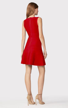 Scooped Sleeveless A-Line Bandage Dress | Lipstick Red