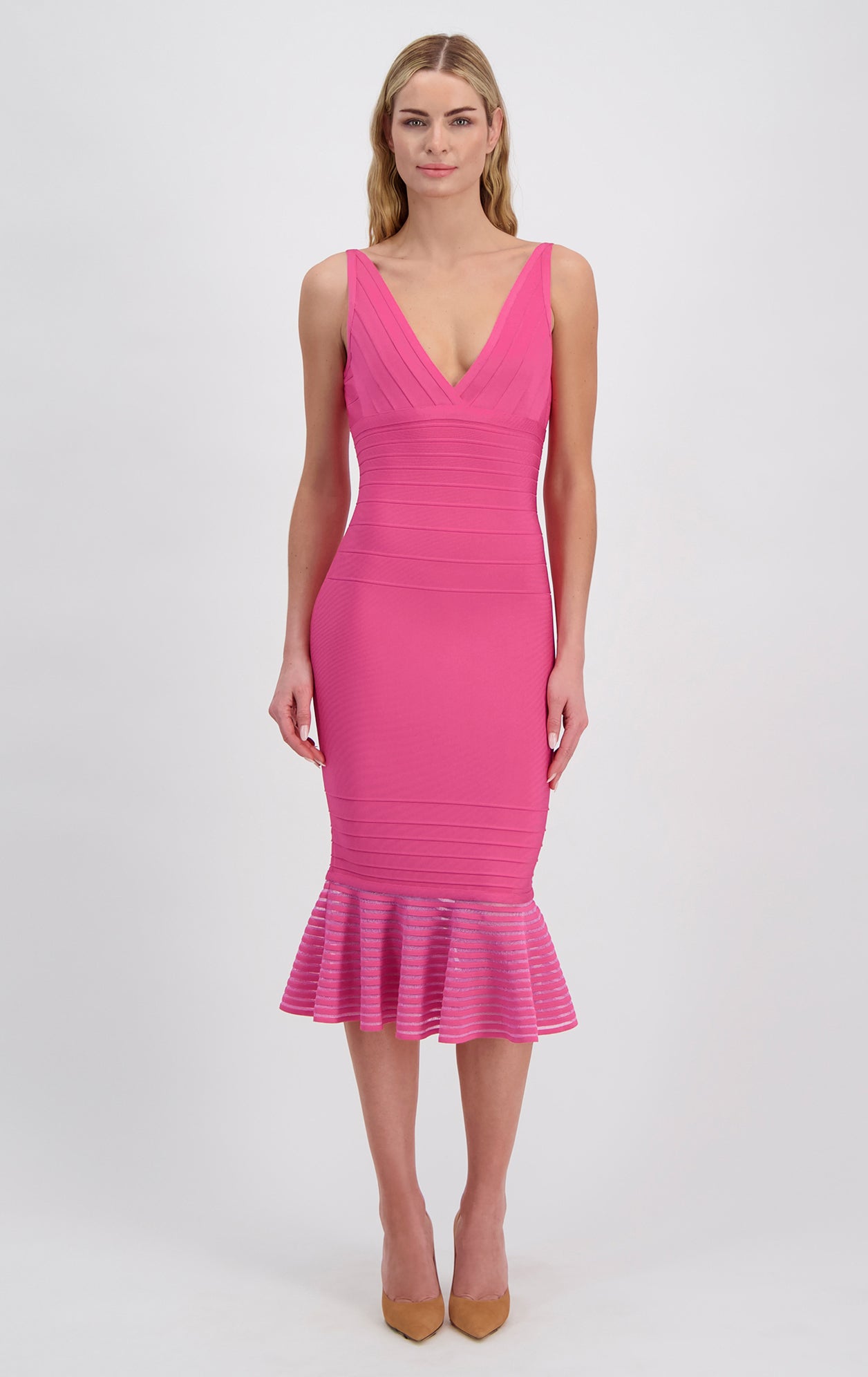 Bandage Peplum Dress | Hot Pink