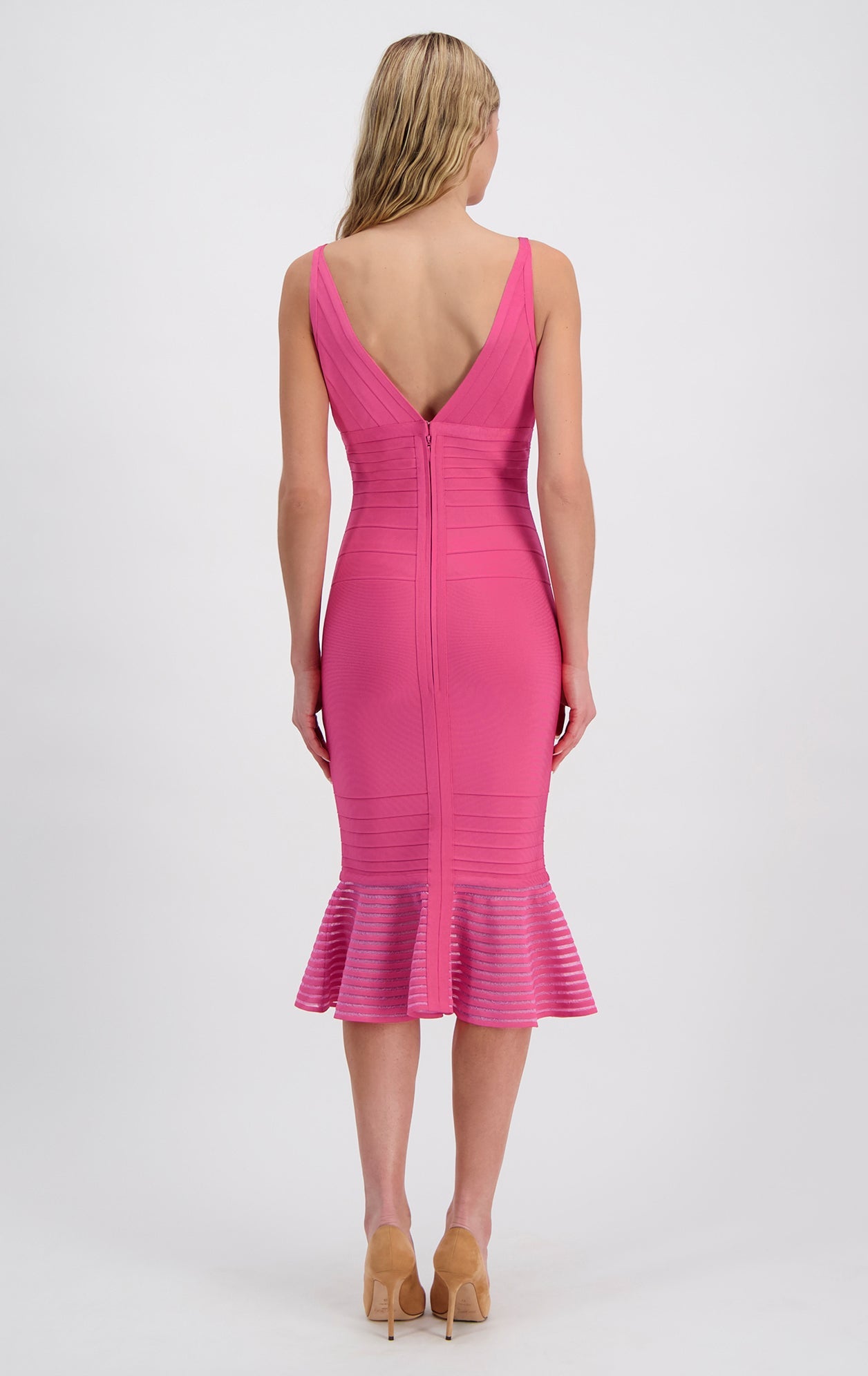 Bandage Peplum Dress | Hot Pink