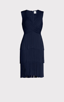 V Neck Fringed Midi Dress | Classic Blue