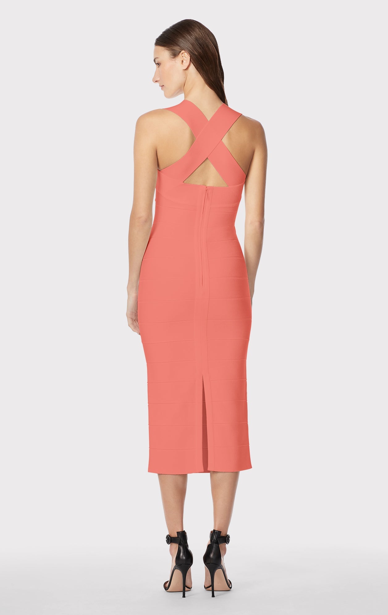 Halter X Back Midi Dress | Deep Sea Coral