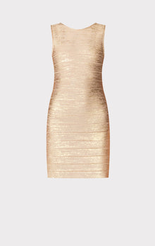 Foil Scoop Back Mini Dress | Gold Foil