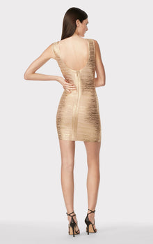 Foil Scoop Back Mini Dress | Gold Foil