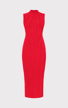 Rib Knit Sleeveless Turtleneck Dress | Red Lacquer