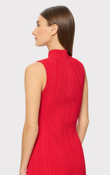 Rib Knit Sleeveless Turtleneck Dress | Red Lacquer