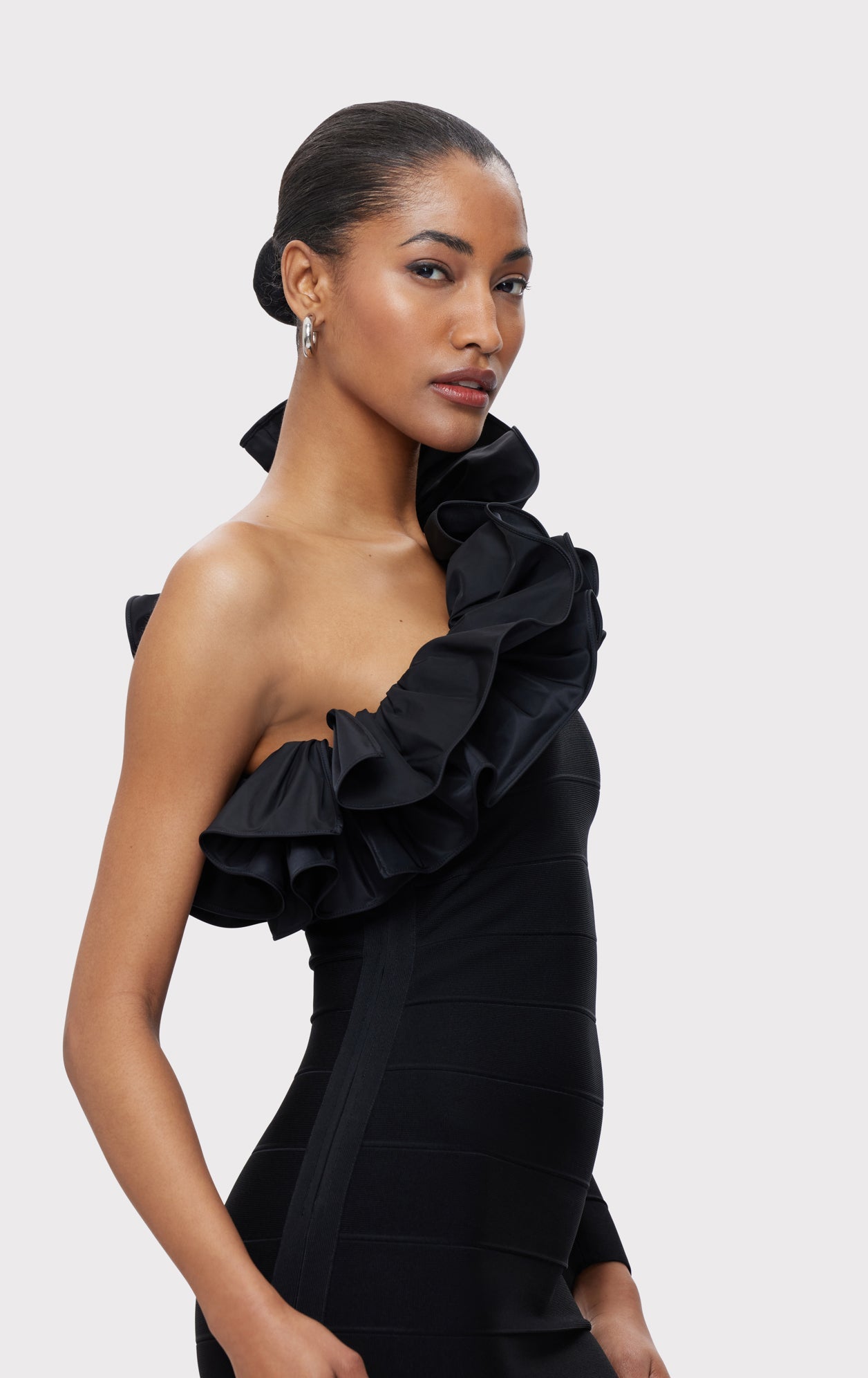 Asymmetrical Ruffle Gown | Black