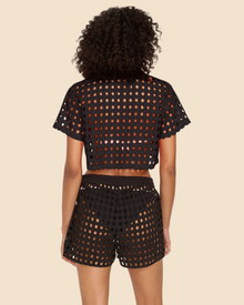 Womens | Cropped Cabana Shirt Classic Eyelet | Noir