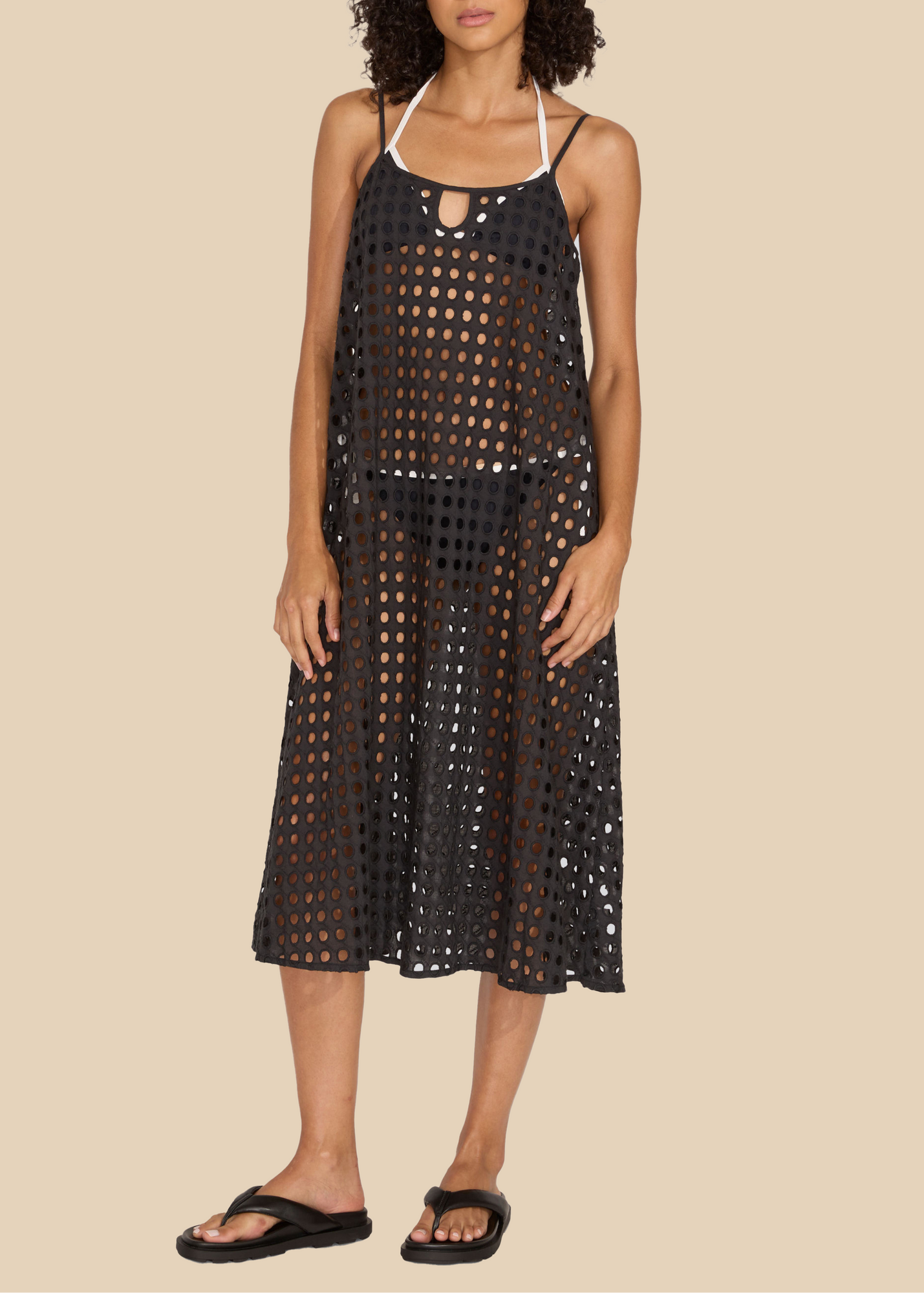 midi black eyelet dress Solid & Striped | The Eyelet Annika Midi Dress | XS