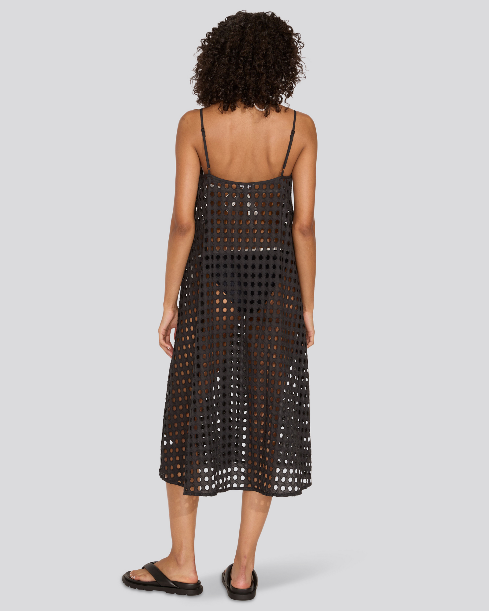 Women | Eyelet Annika Midi Dress | Noir