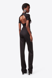 Crystal Embellished Raglan Bustier Cup T-Shirt | Black