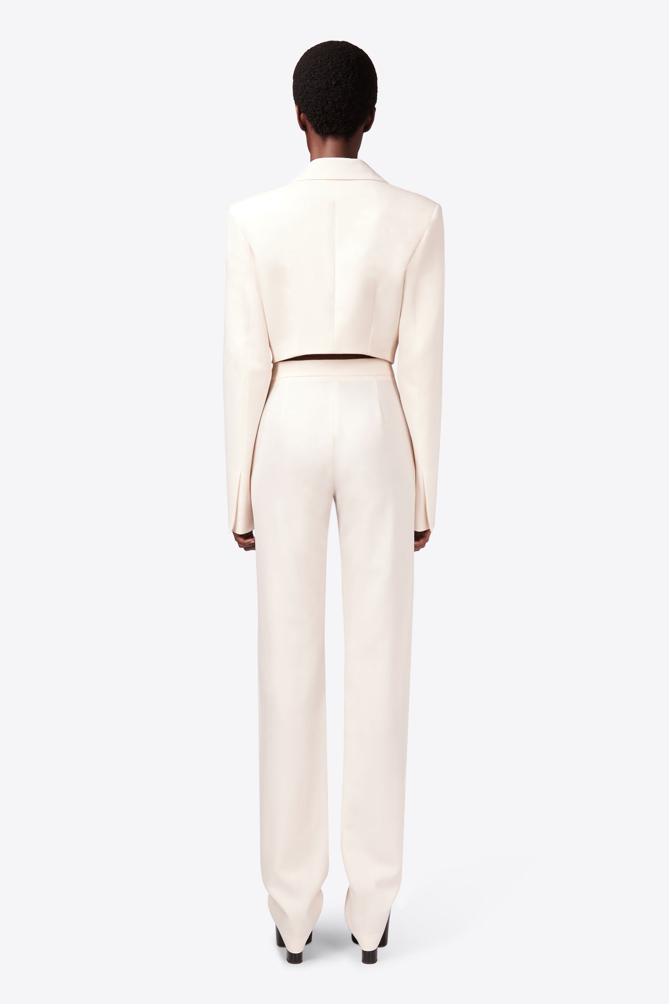 Crystal Brooch Cropped Jacket | Whipped White