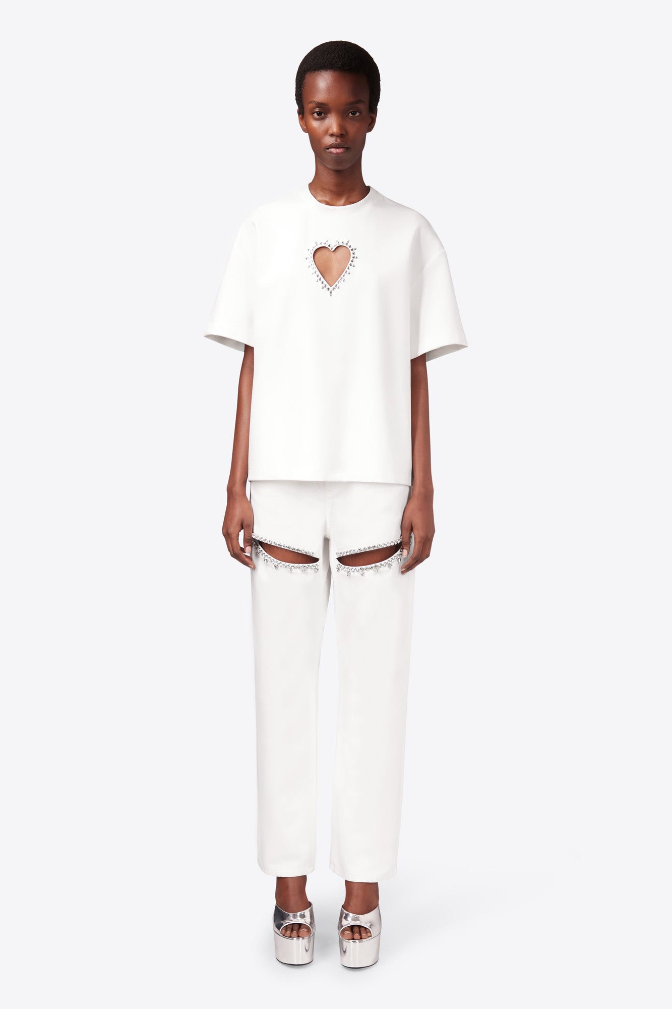 Crystal Slit Jean | White