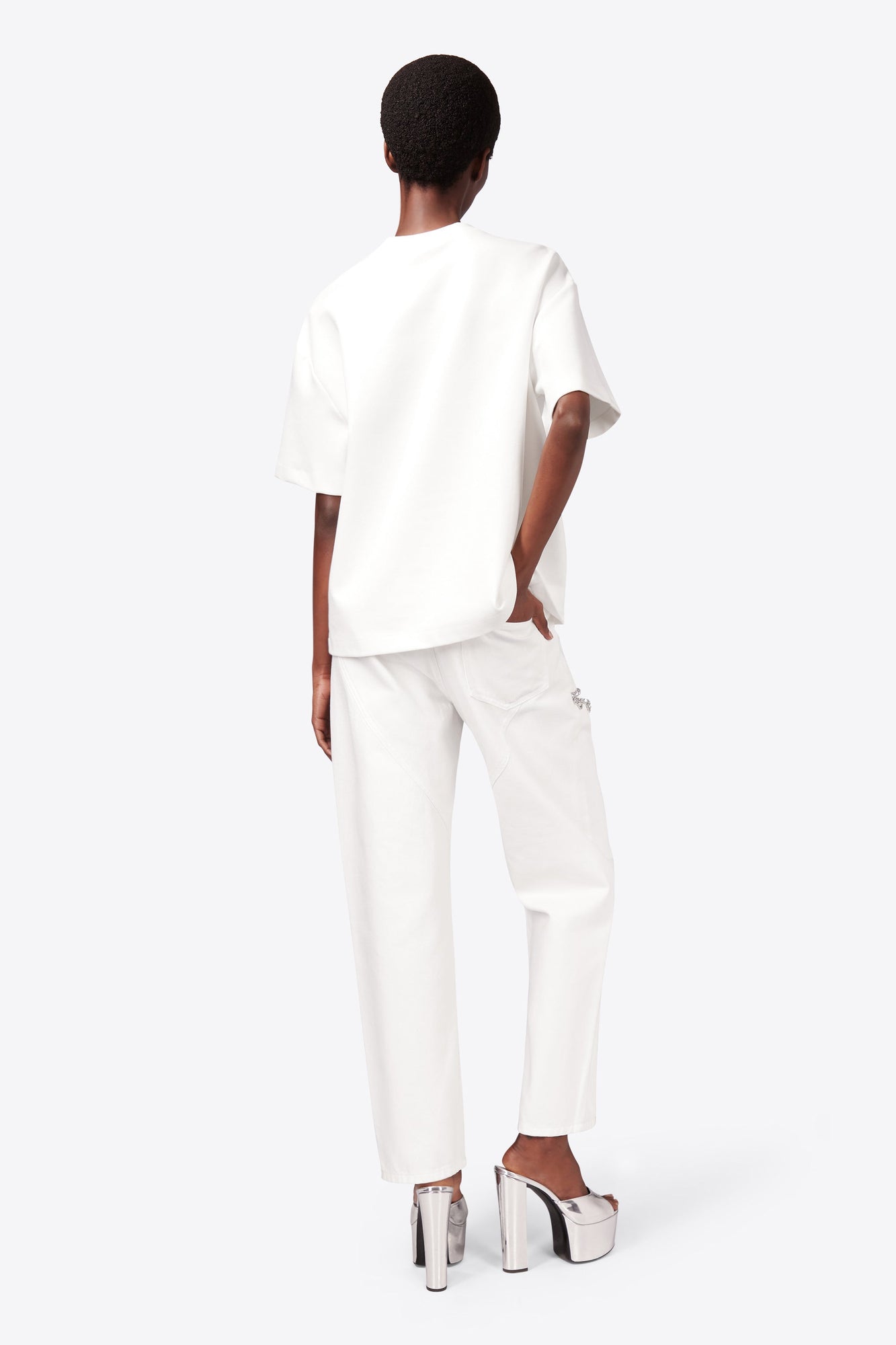 Crystal Slit Jean | White