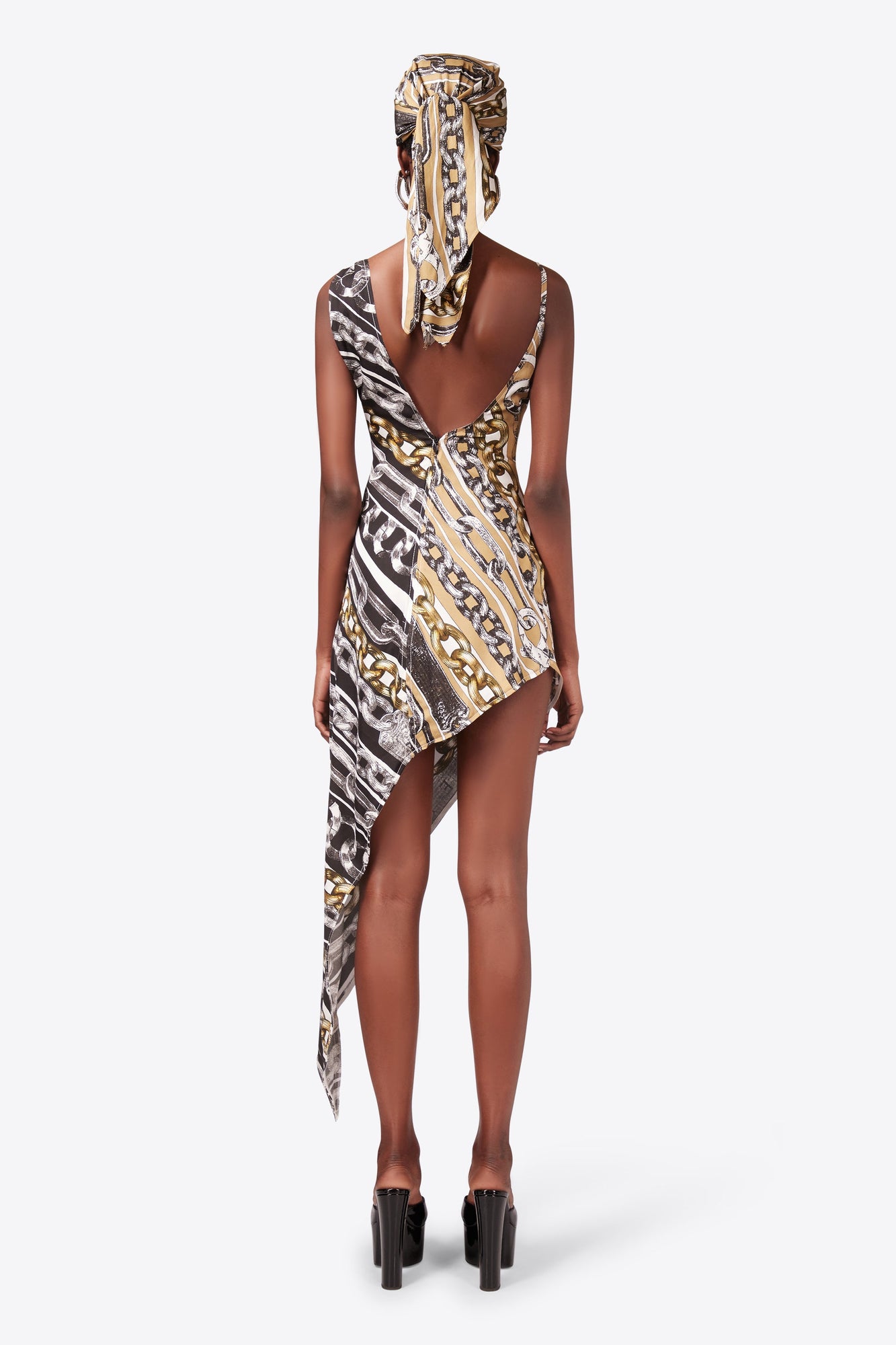 Chain Printed Crystal Link Slip Dress | Multi