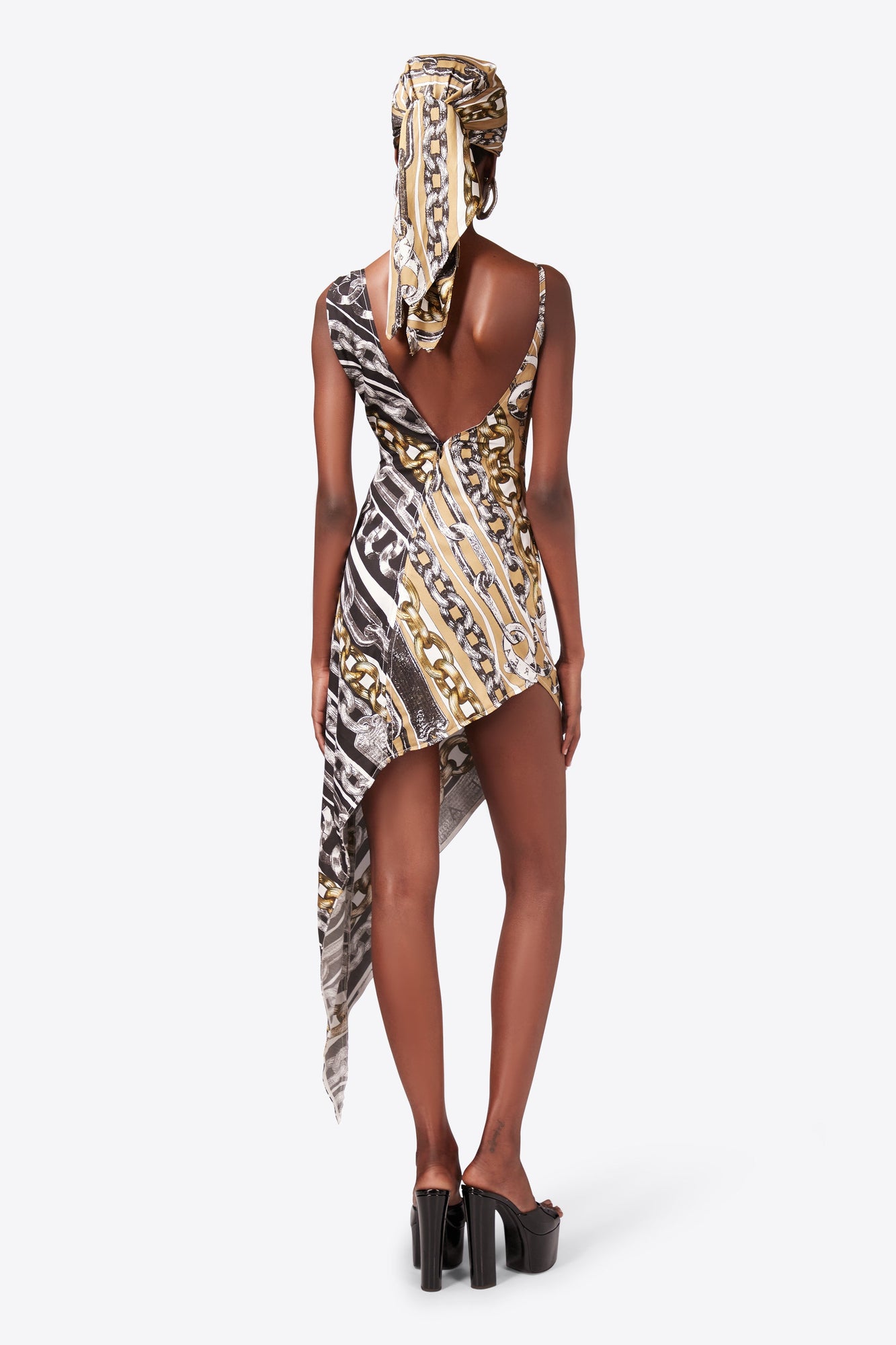 Chain Printed Crystal Link Slip Dress | Multi