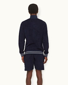 Afador Towelling Navy Classic Fit Double-Faced Towelling Sweat Shorts | Navy