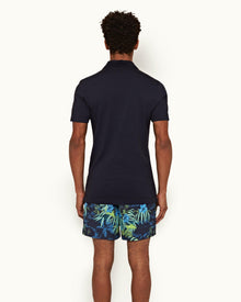 Albert Towelling Night Iris Tailored Fit Towelling Collar Polo Shirt | Night Iris