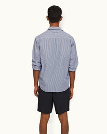 Night Iris Easy Fit Single Pleat Laundered Cotton Shorts | Night Iris