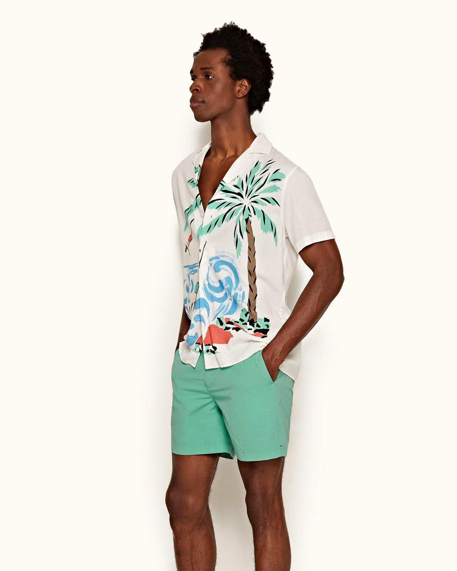 Bulldog Caribbean Green Mid-Length Swim Shorts | Caribbean