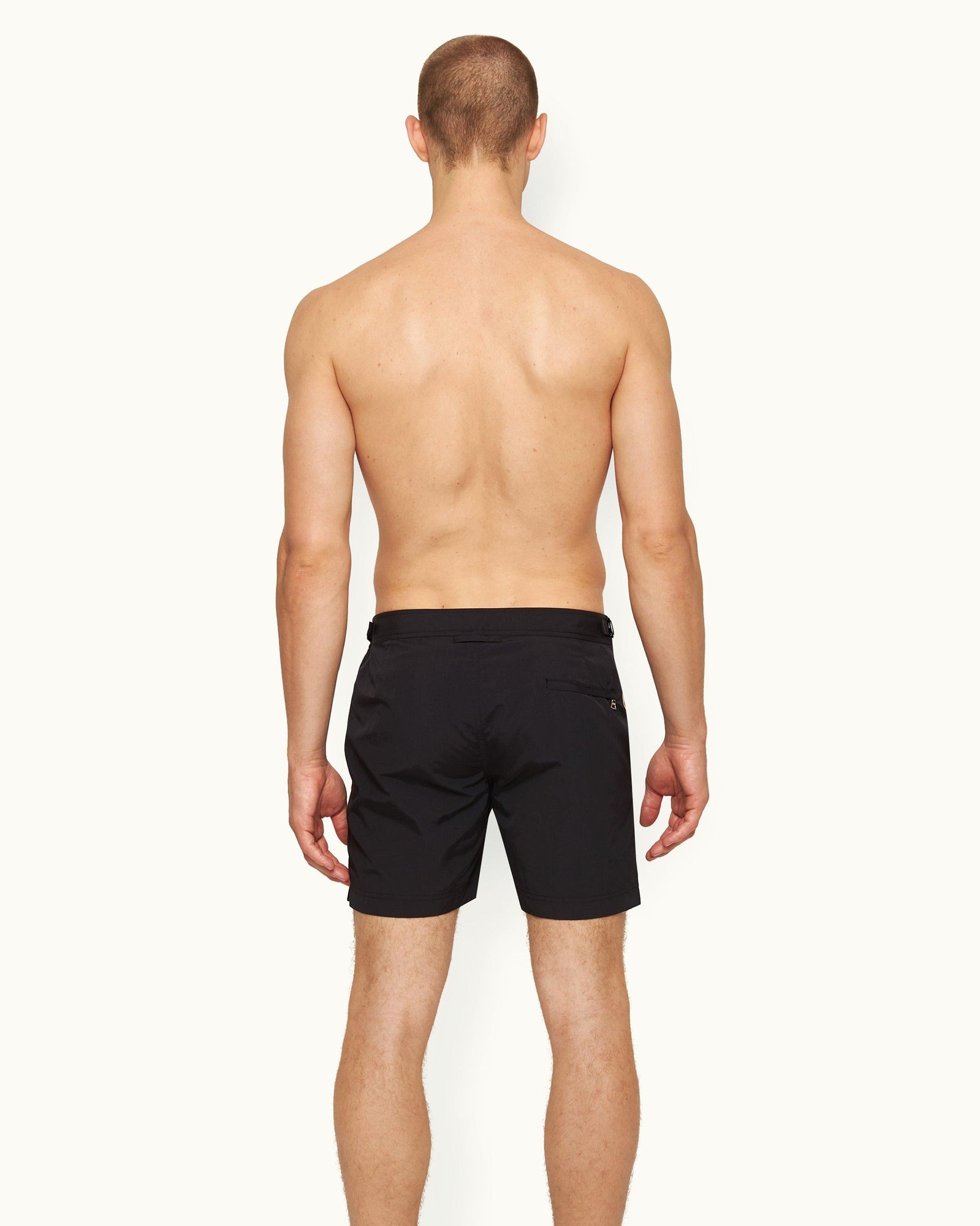 Bulldog Black Concealed O.B Stripe Tape Mid-Length Swim Shorts | Black