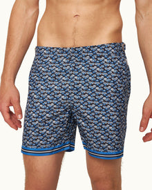 Bulldog Night Iris/Powdered Sky Floral Fantasy Mid-Length Swim Shorts | Night Iris/Powdered Sky