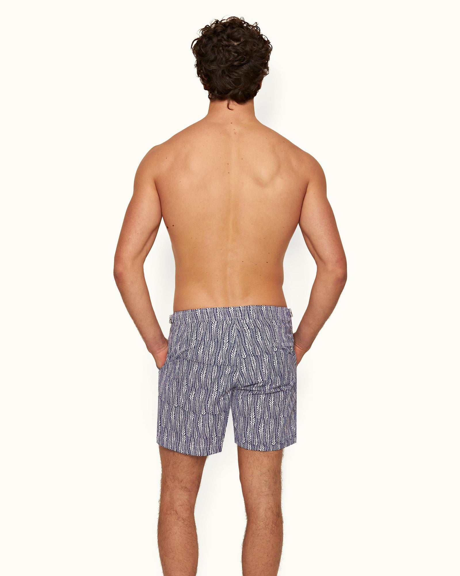 Bulldog Lagoon Blue/White Fern Mid-Length Swim Shorts | Lagoon Blue/White
