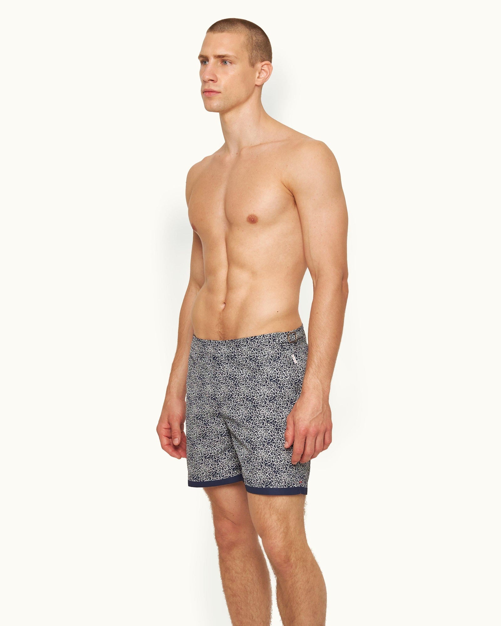 Bulldog Midnight Navy Floral Mid-Length Swim Shorts | Midnight Navy