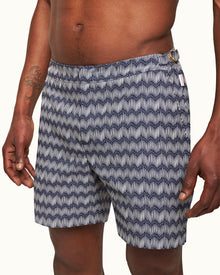 Night Iris/White Jacquard Chevron Mid-Length Swim Shorts | Night Iris/White