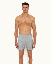 Ice Blue/Cloud Loma Stripe Mid-Length Swim Shorts | Ice Blue/Cloud