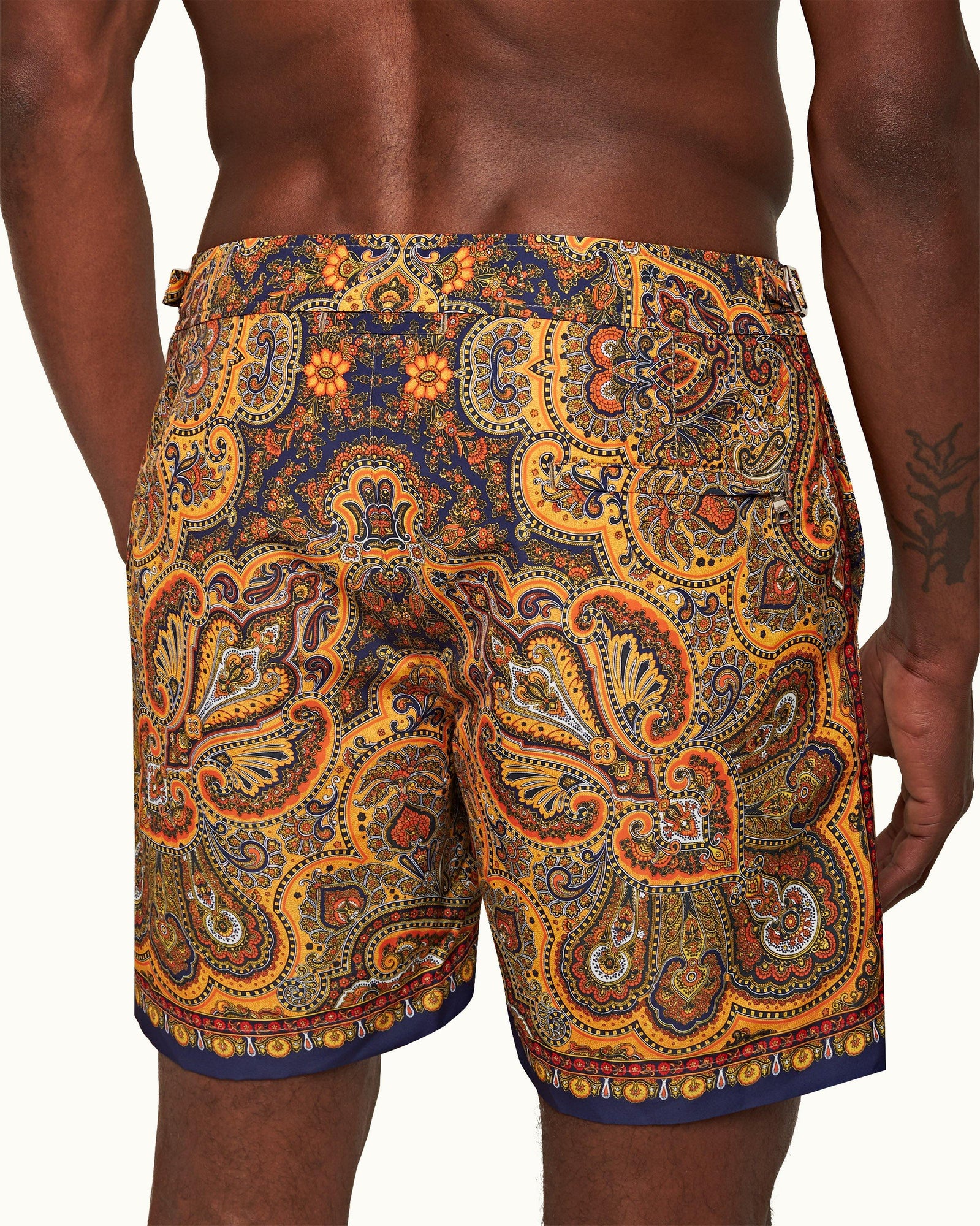 Lagoon Blue Mystique Paisley Mid-Length Swim Shorts | Lagoon Blue