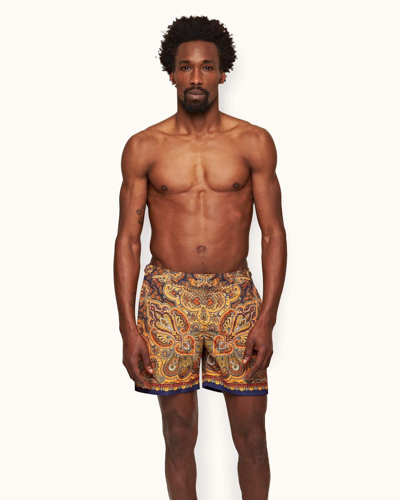 Lagoon Blue Mystique Paisley Mid-Length Swim Shorts | Lagoon Blue