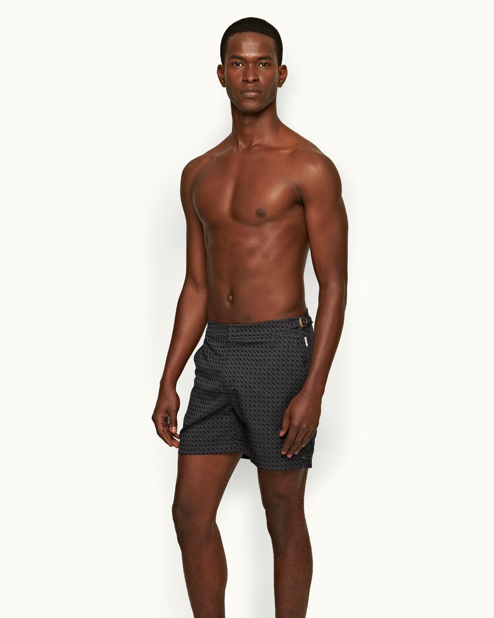 Bulldog Piranha Grey Orbit Jacquard Mid-Length Swim Shorts | Piranha Grey