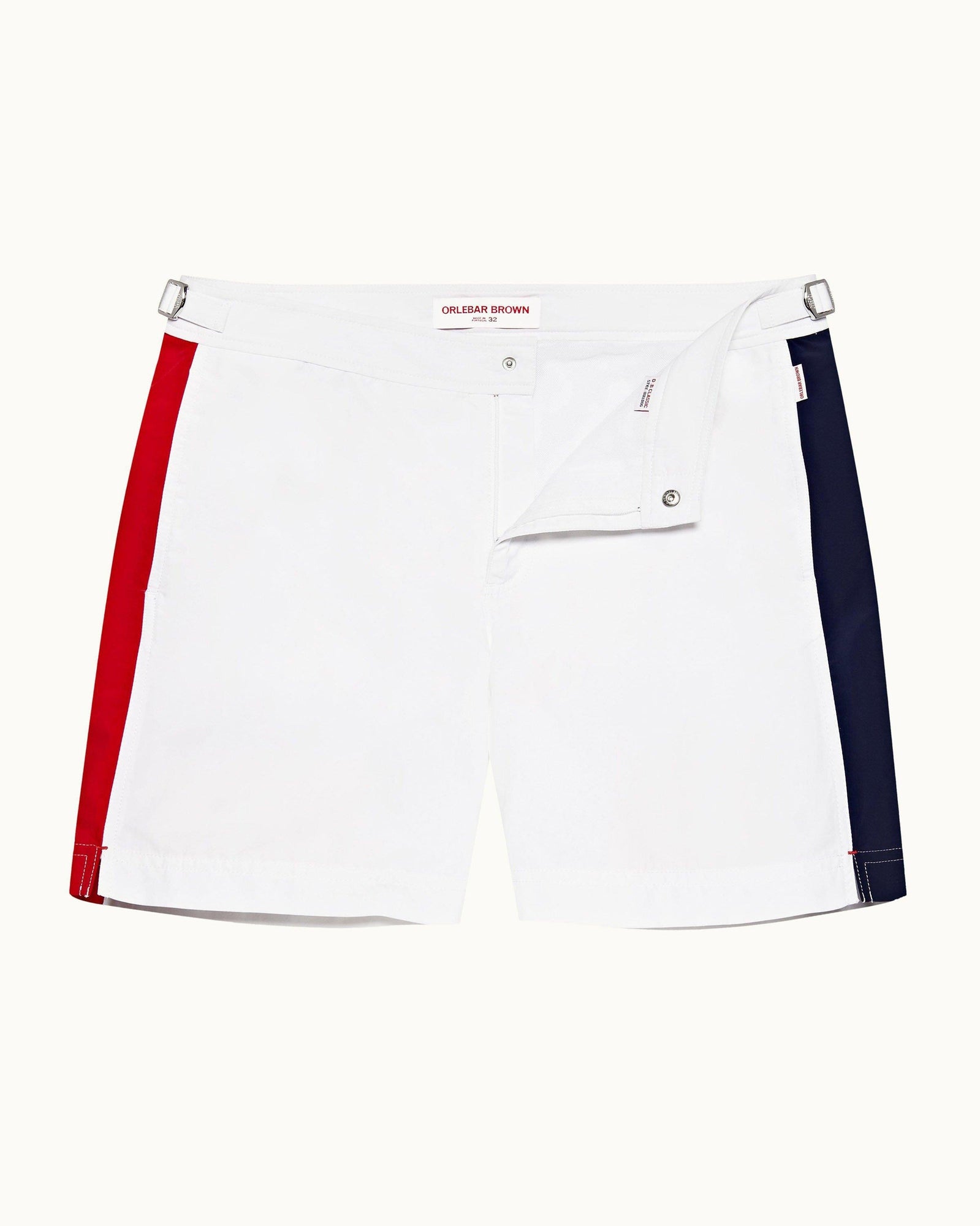 Bulldog White Panel Mid-Length Swim Shorts | White