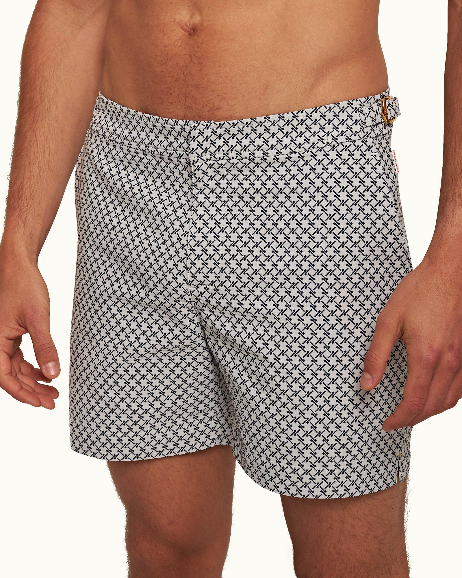 Bulldog Cloud/Night Iris Seglas Jacquard Mid-Length Swim Shorts | Cloud/Night Iris