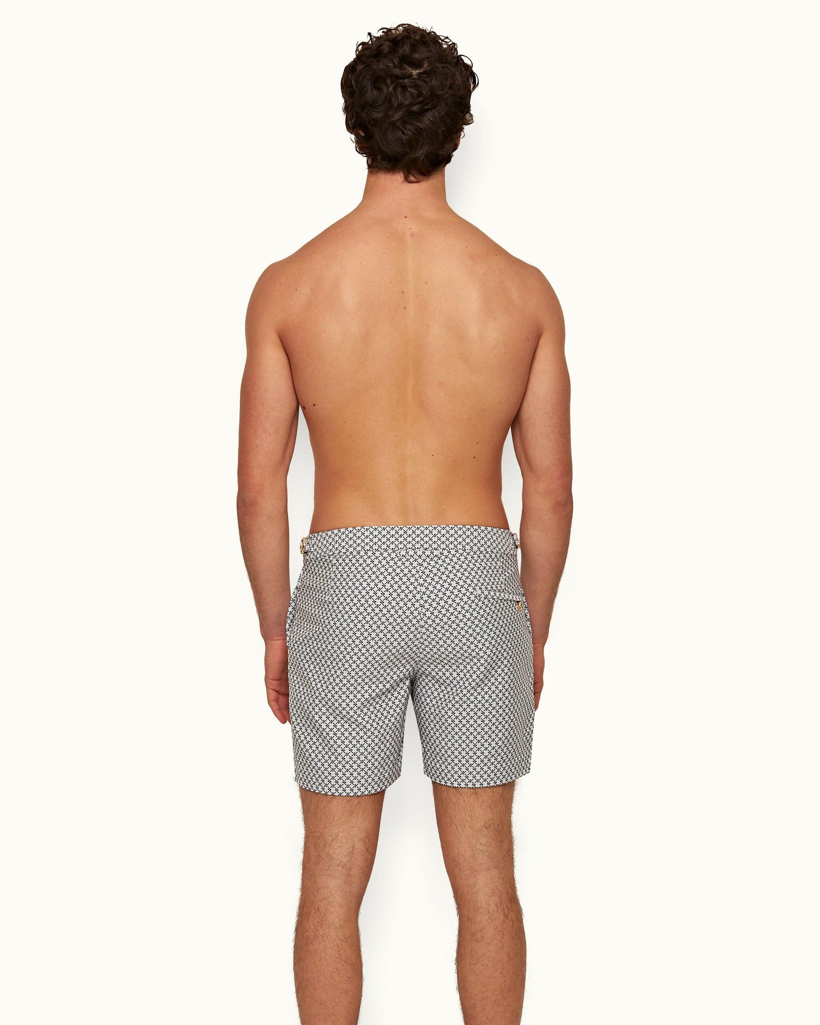 Bulldog Cloud/Night Iris Seglas Jacquard Mid-Length Swim Shorts | Cloud/Night Iris