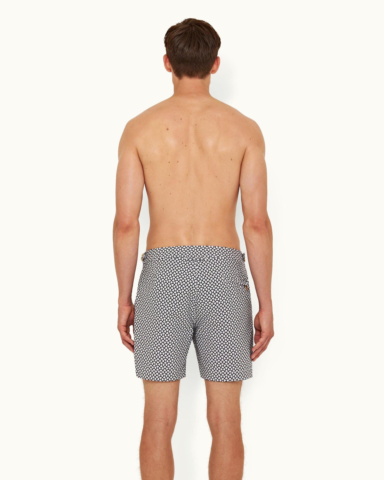 White Sand/Night Iris Jacquard Gila Mid-Length Swim Shorts | White Sand/Night Iris