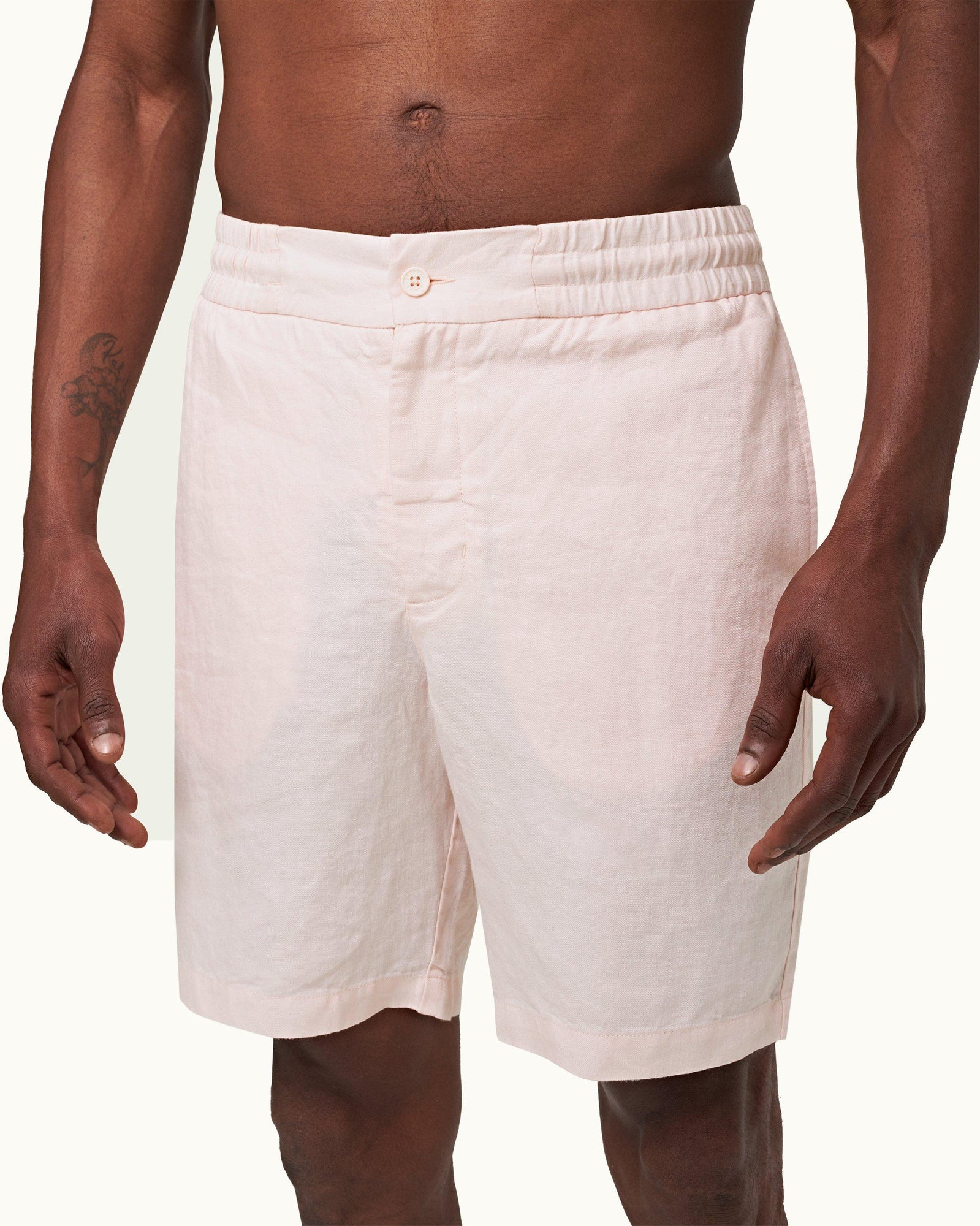 Rose Tailored Fit Washed Linen Drawcord Shorts | Rose