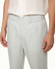 Cornell Linen Tailored Fit Washed Linen Trousers In White Jade Colour | White Jade