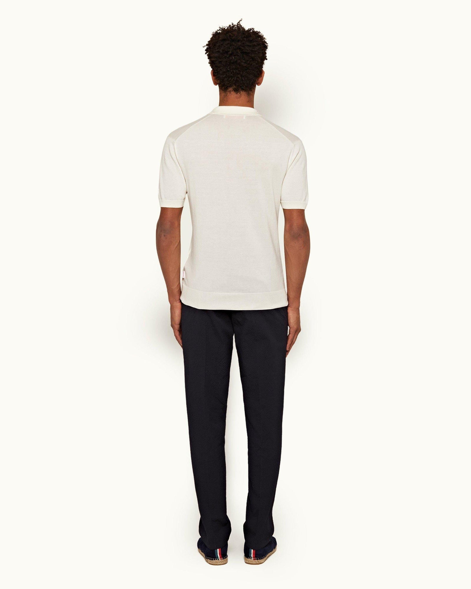 Cornell Night Iris Tapered Leg Seersucker Trousers | Night Iris