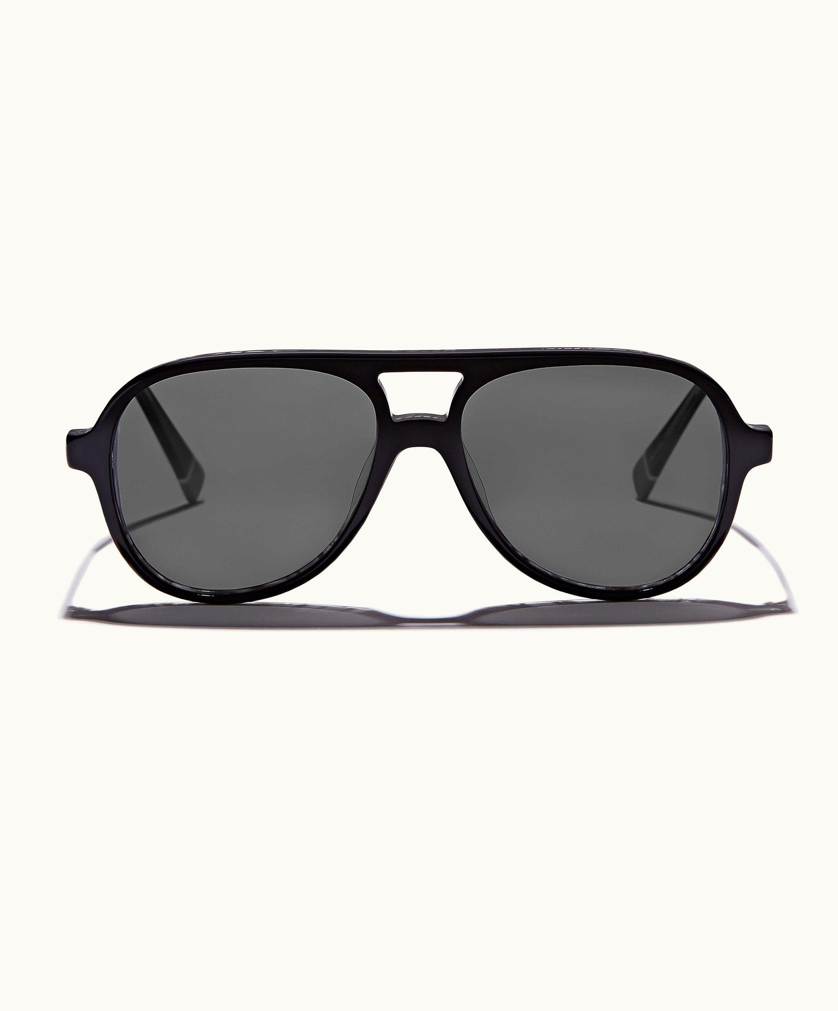Estoril Black/Shiny Steel Double Bridge Sunglasses | Black/Shiny Steel